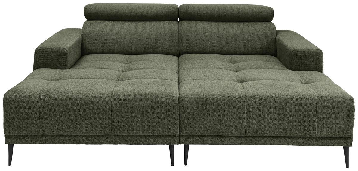 ECKSOFA in Chenille Dunkelgrün  - Dunkelgrün/Schwarz, Konventionell, Textil/Metall (200/188cm) - Livetastic
