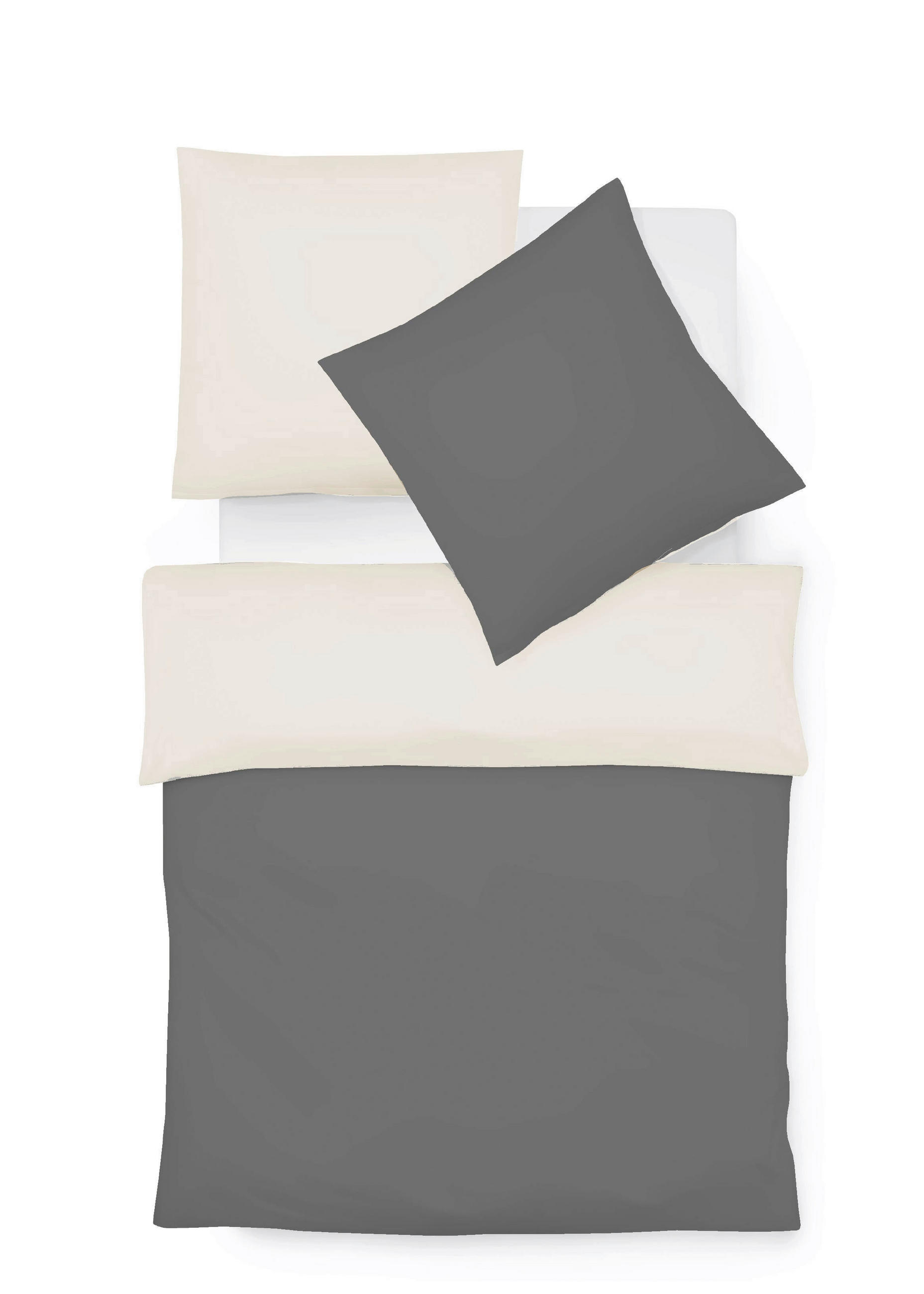 BETTWÄSCHE 135/200 cm Provence Wende Leinenoptik  - Dunkelgrau/Beige, Basics, Textil (135/200cm) - Fleuresse