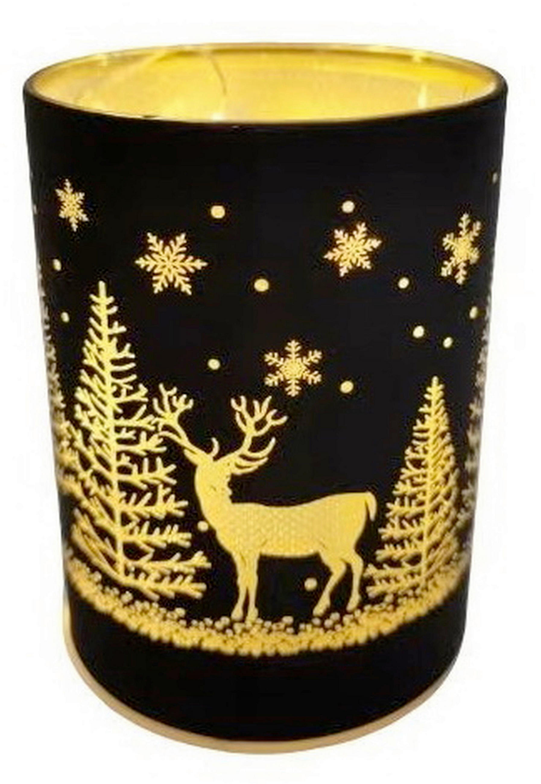 LED-LATERNE - Schwarz, LIFESTYLE, Glas/Kunststoff (7,5/10,2cm) - X-Mas