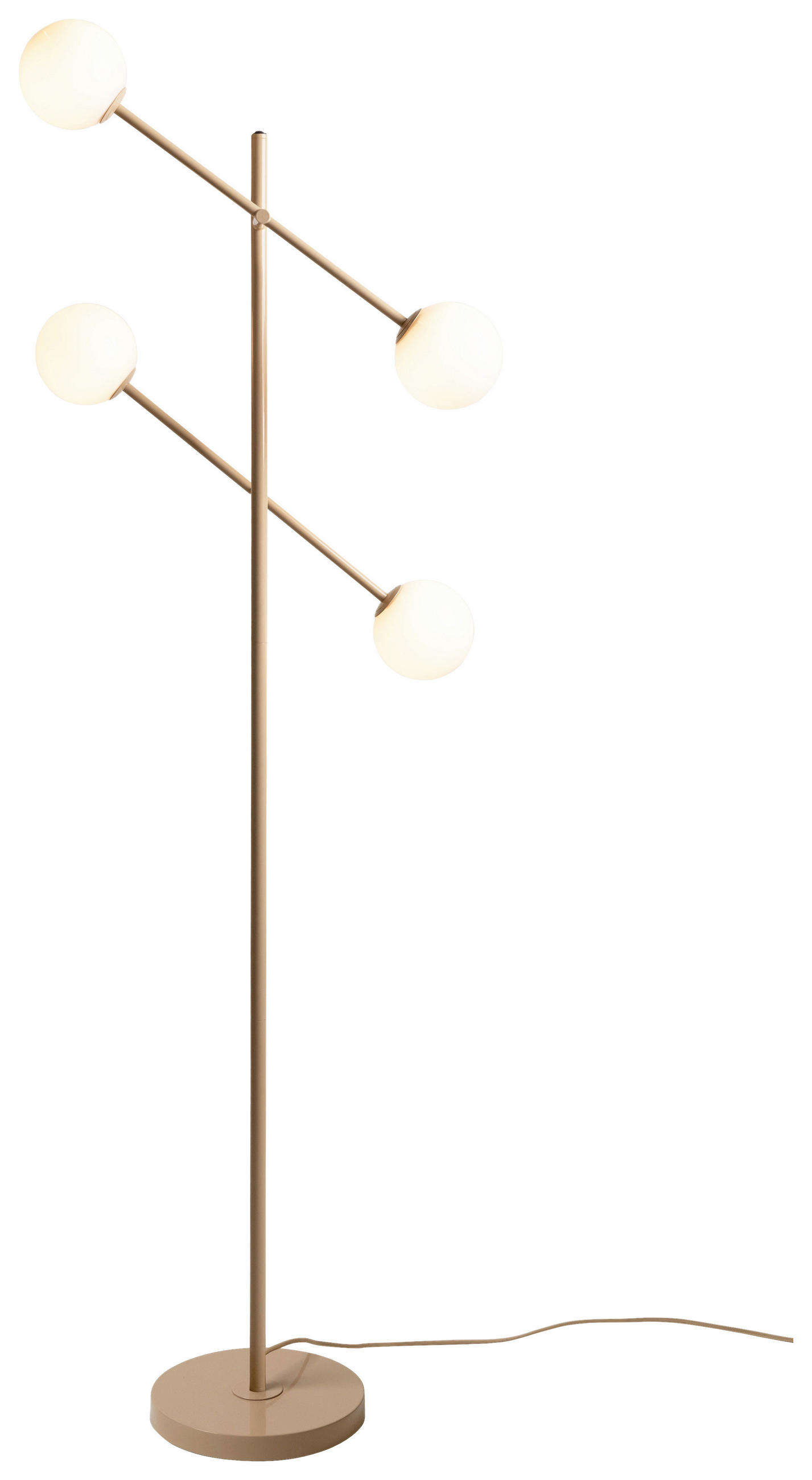 STEHLEUCHTE 47,5/63,5/165 cm    - Beige/Weiß, Design, Glas/Metall (47,5/63,5/165cm) - It's about Romi