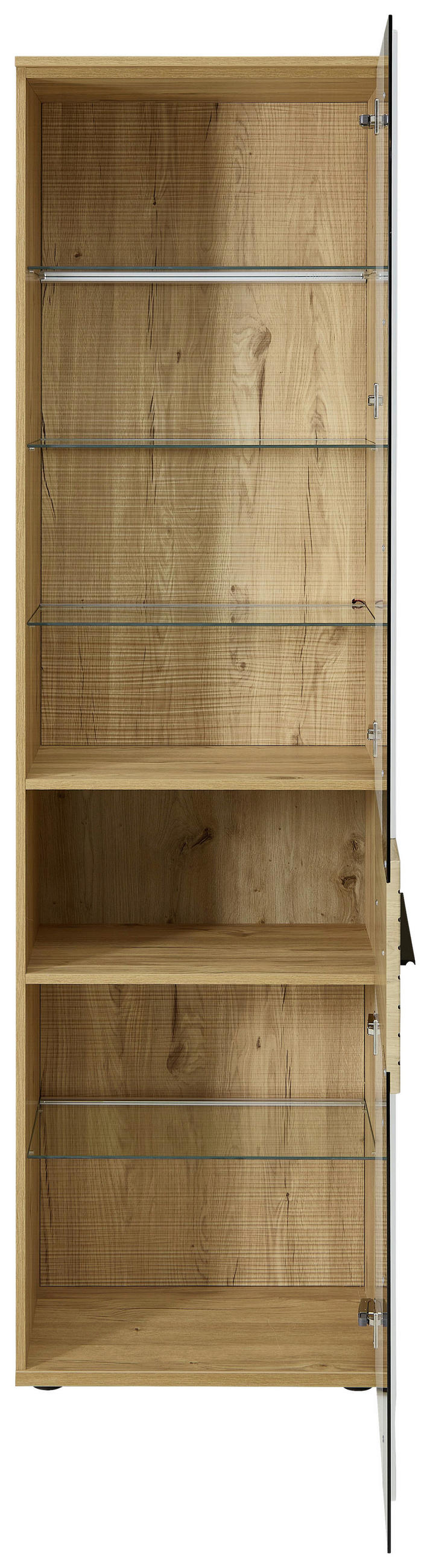 VITRINE  in Weiß, Eichefarben - Eichefarben/Schwarz, KONVENTIONELL, Glas/Holzwerkstoff (60/215/40cm) - Venda