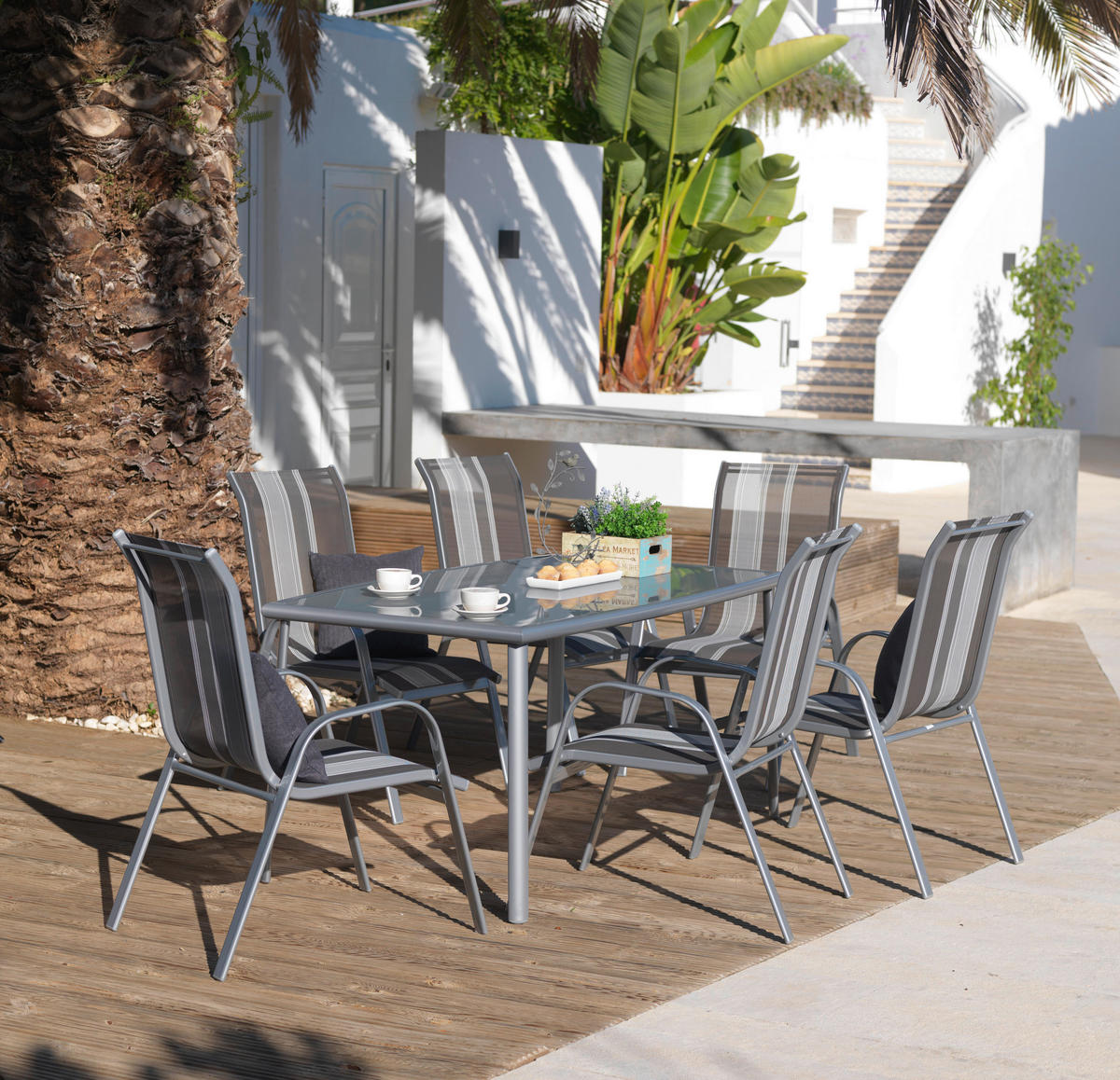 BAŠTENSKA STOLICA SLOŽIVA - siva/srebrna, Osnovno, metal/tekstil (55/96/76cm) - Ambia Garden