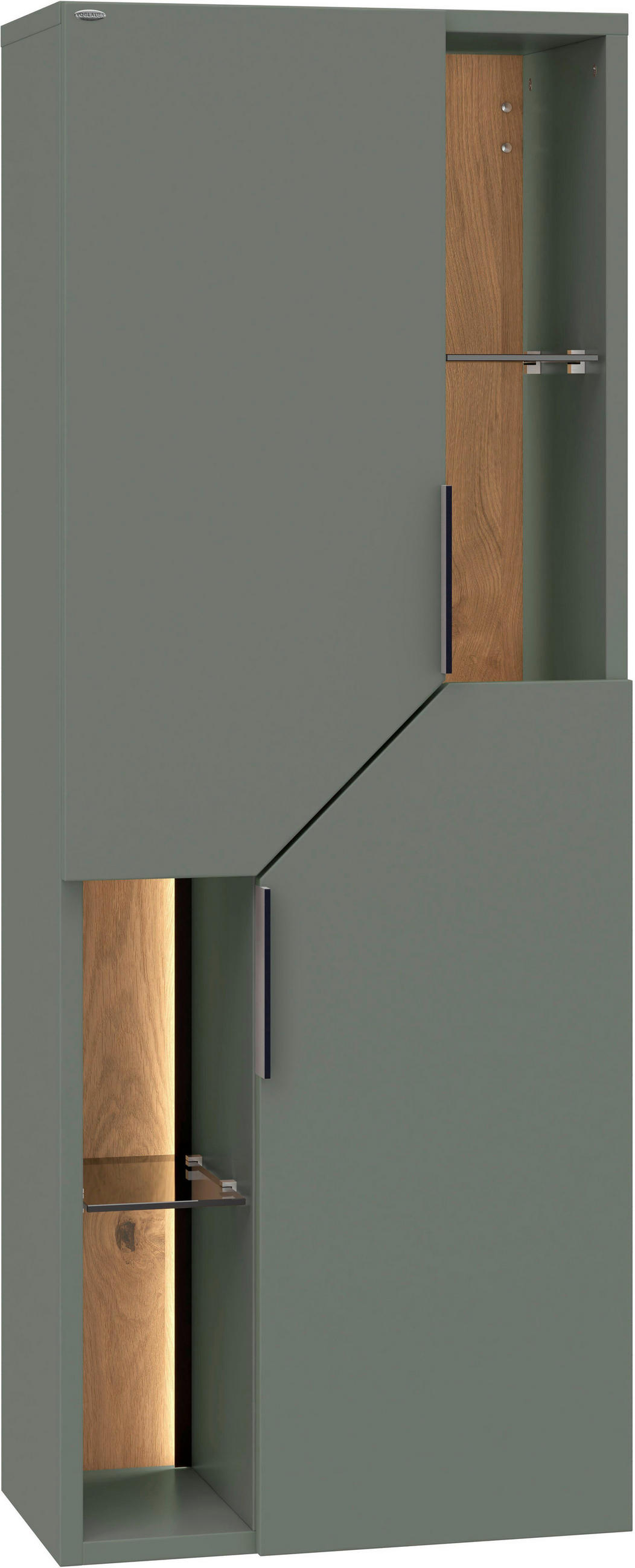 MIDISCHRANK 47,9/128/35 cm  - Eichefarben/Schwarz, LIFESTYLE, Glas/Holz (47,9/128/35cm) - Voglauer