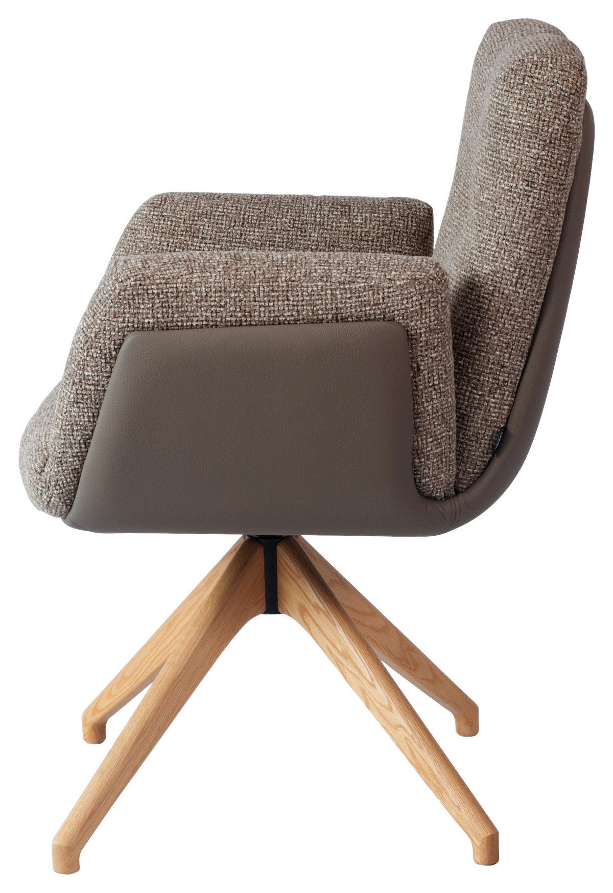 ARMLEHNSTUHL  Sitzfläche 360° drehbar, automatische Rückholfunktion Webstoff  Eichefarben, Graubraun  - Eichefarben/Graubraun, Design, Holz/Textil (62/89/66,5cm) - Johann Jakob