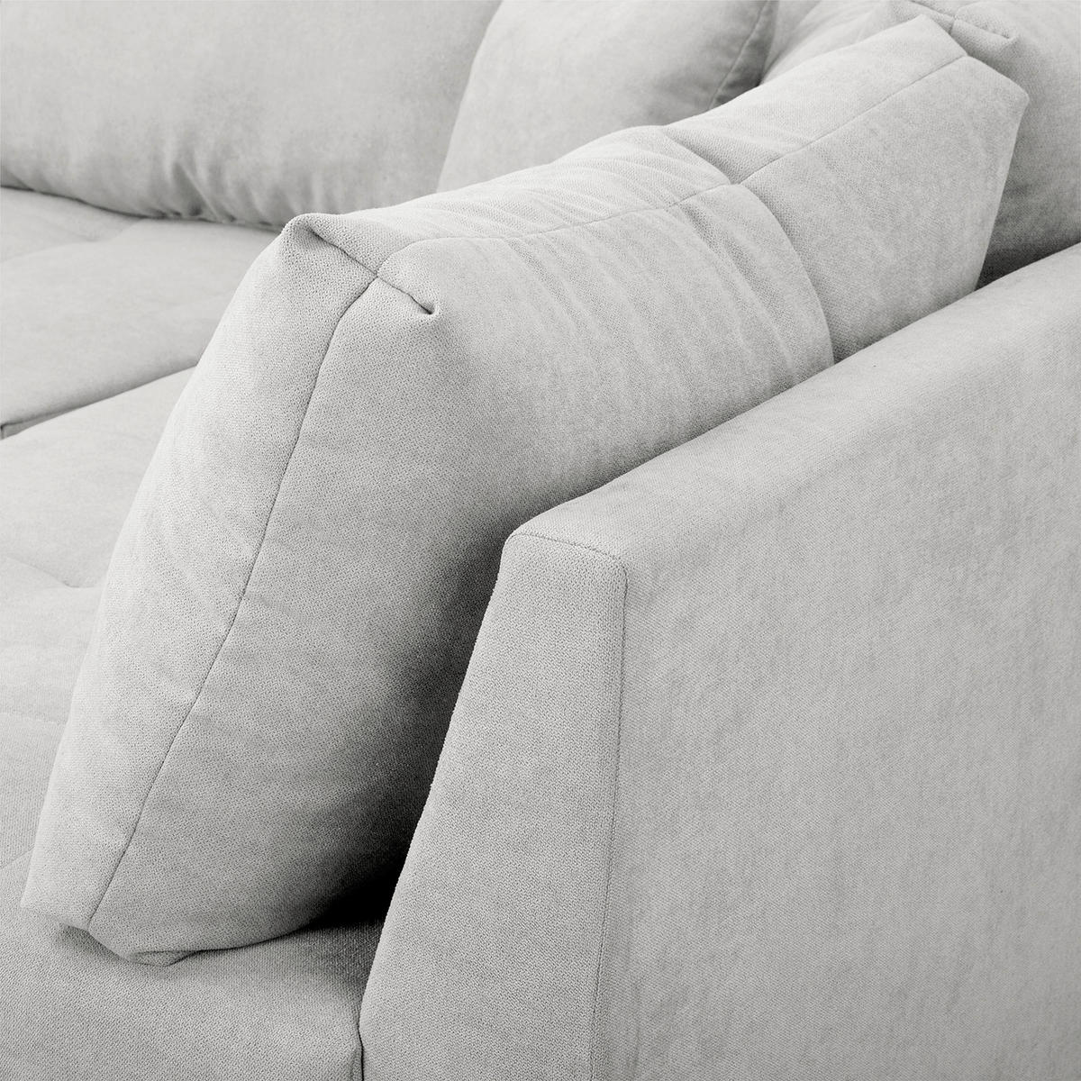 ECKSOFA inkl. Hocker Ariella Hellgrau Mikrofaser  - Hellgrau/Naturfarben, Design, Holz/Textil (161/231cm) - Livetastic