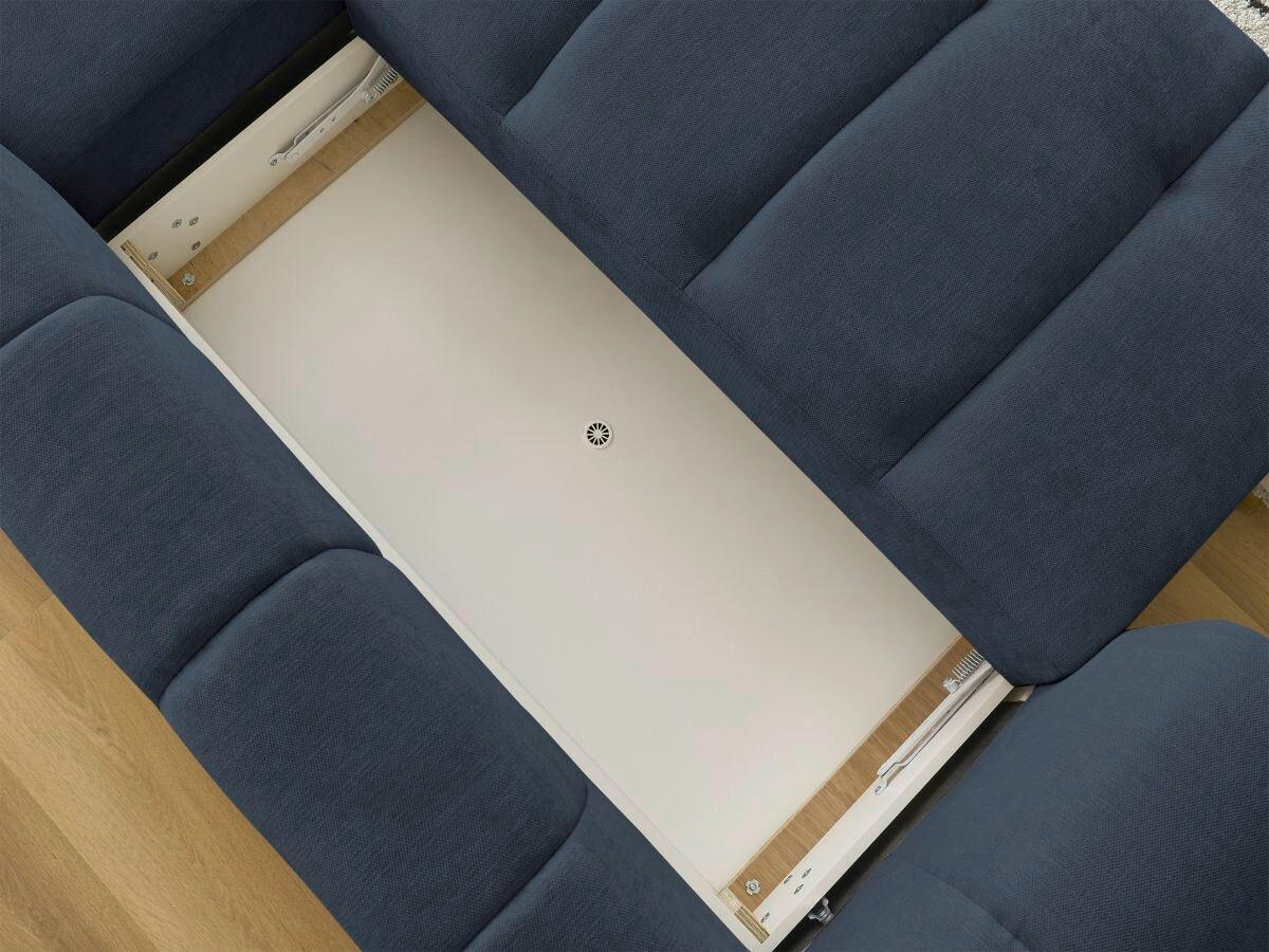 ECKSCHLAFSOFA FUJI Leinenoptik Dunkelblau  inkl.  - Schwarz/Dunkelblau, MODERN, Kunststoff/Textil (292/160cm)