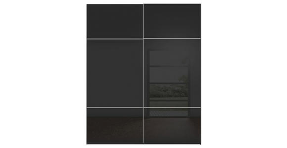 SCHWEBETÜRENSCHRANK 162/223/68 cm 2-türig Schwarz - Alufarben/Schwarz, KONVENTIONELL, Glas/Holzwerkstoff (162/223/68cm) - Novel