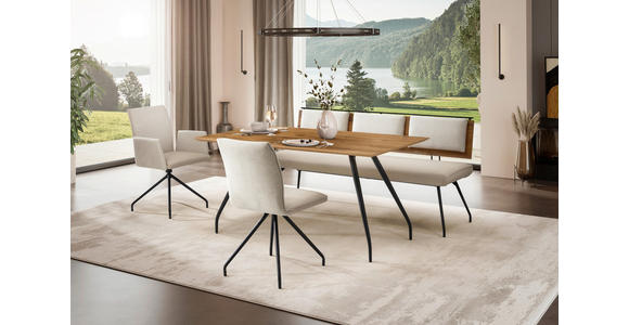 SITZBANK 200/88/62 cm  in Schwarz, Eichefarben, Beige  - Eichefarben/Beige, Design, Holzwerkstoff/Textil (200/88/62cm) - Moderano