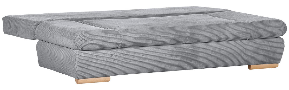 SCHLAFSOFA Cord Hellgrau  - Hellgrau/Naturfarben, KONVENTIONELL, Holz/Textil (200/75/92cm) - home24
