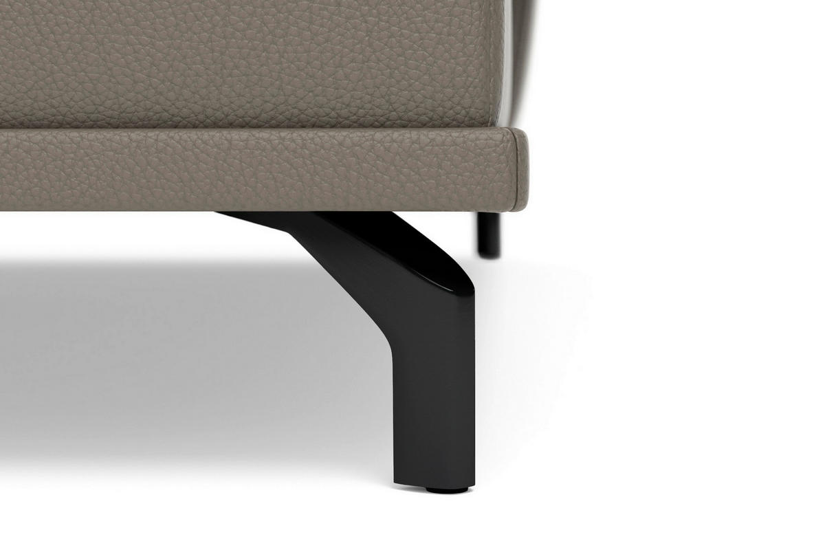 ECKSOFA COSTELLO E Grau Echtleder Nierenkissen, Armteilverstellung, Sitztiefenverstellung  - Schwarz/Grau, Basics, Leder/Textil (301/176cm) - Sit & More