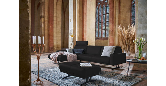 ECKSOFA in Echtleder Schwarz  - Anthrazit/Schwarz, KONVENTIONELL, Leder/Metall (182/324cm) - Ambiente