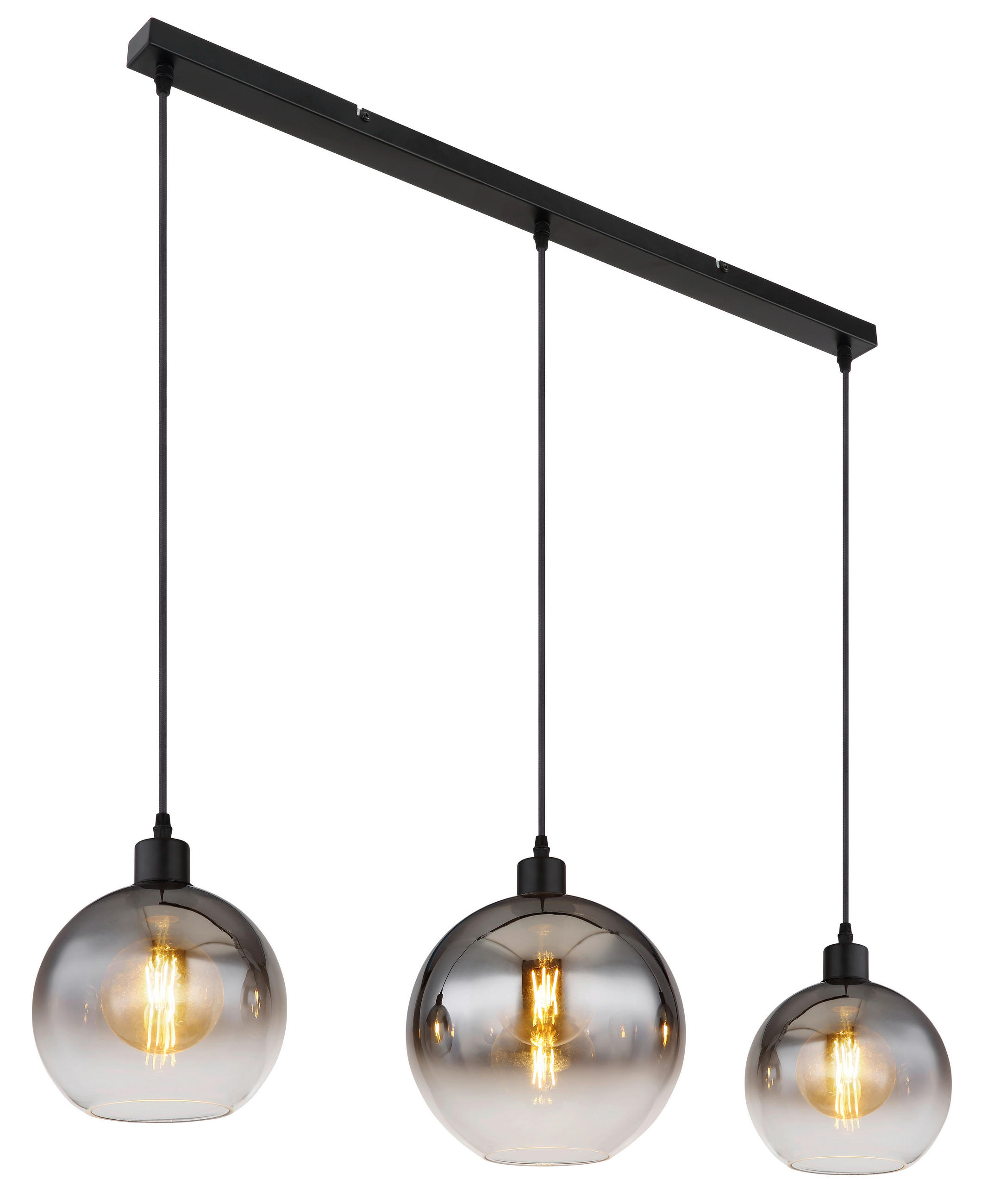 HÄNGELEUCHTE 95/25/120 cm    - Schwarz, Design, Glas/Metall (95/25/120cm) - Globo