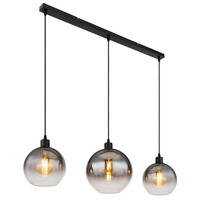 HÄNGELEUCHTE 95/25/120 cm    - Schwarz, Design, Glas/Metall (95/25/120cm) - Globo