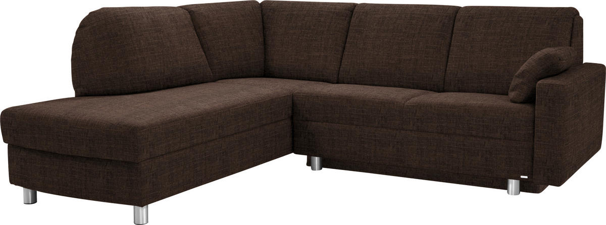 ECKSOFA in Chenille Dunkelbraun  208/227 cm  - Dunkelbraun/Alufarben, KONVENTIONELL, Textil/Metall (208/227cm) - Sedda