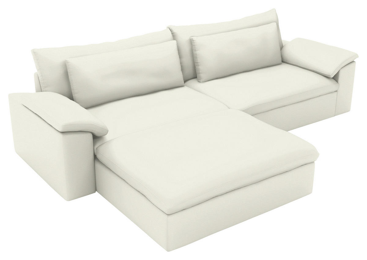 ECKSOFA  Chenille Creme  - Creme/Schwarz, Modern, Kunststoff/Textil (198/306cm) - Carryhome
