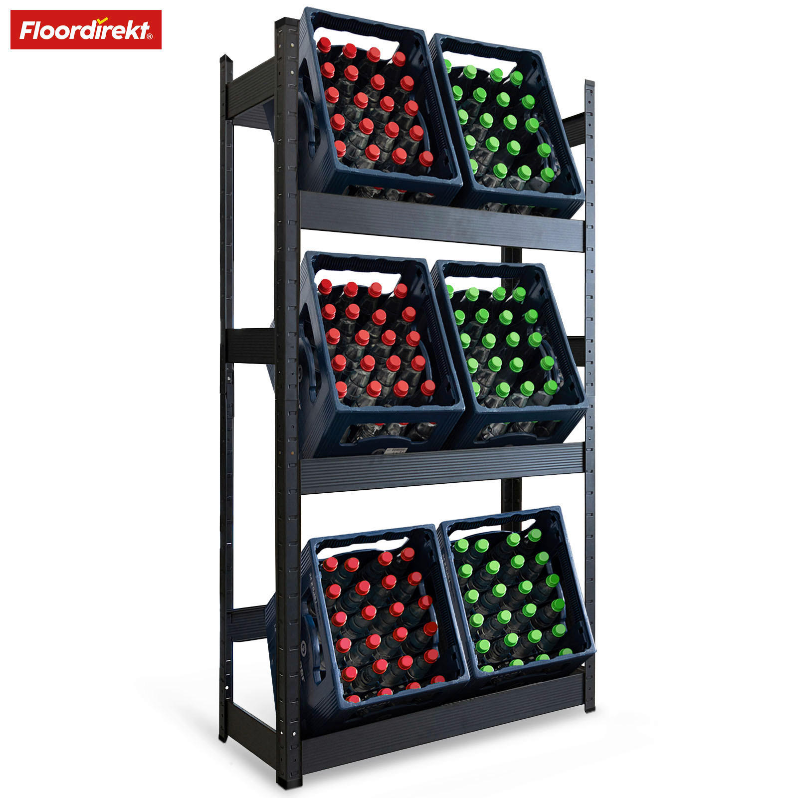 Floordirekt Flaschenregal Osaka Schwarz Hochglanz 80x160x30 cm