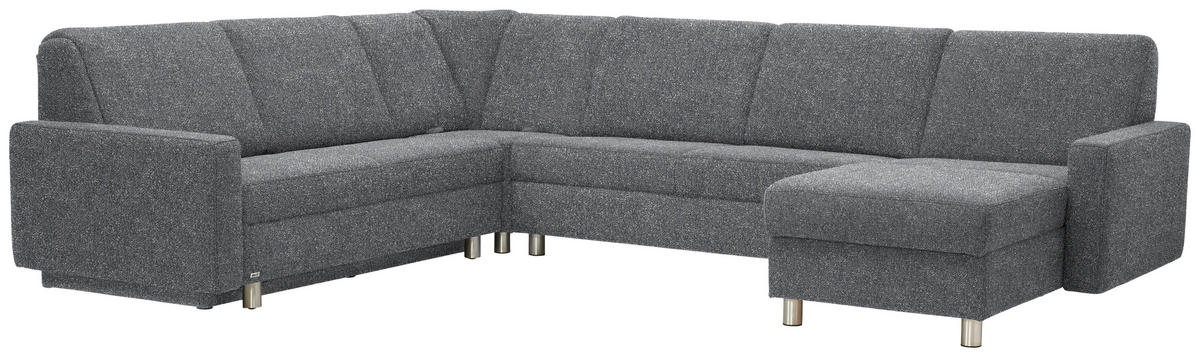 WOHNLANDSCHAFT  in Mikrovelours Grau  - Alufarben/Grau, KONVENTIONELL, Kunststoff/Textil (236/322/158cm) - Sedda