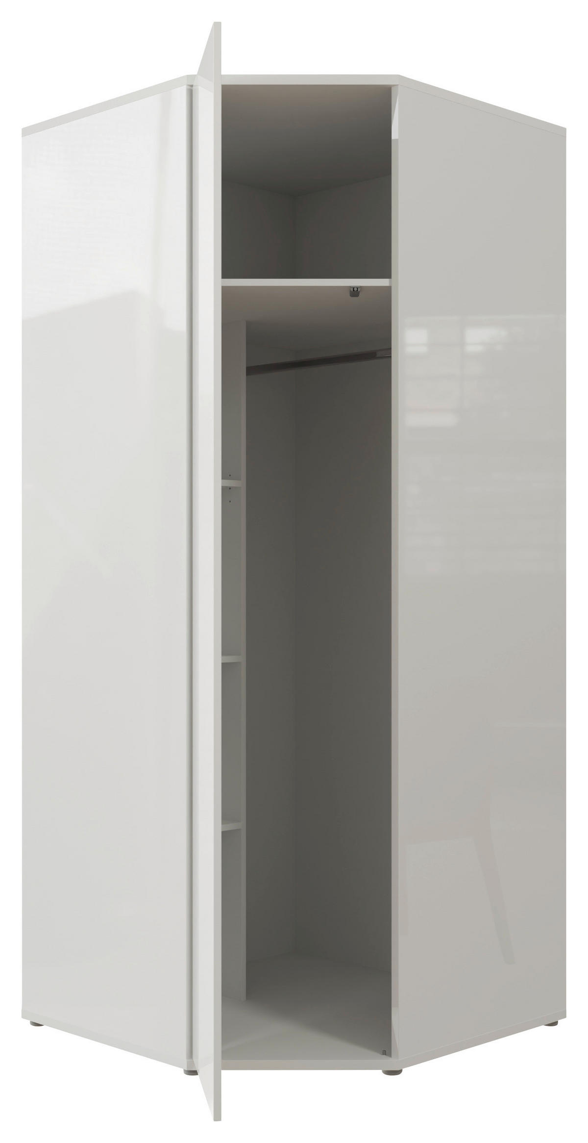ECKKLEIDERSCHRANK 92/214/92 cm Weiß, Weiß Hochglanz  - Weiß Hochglanz/Weiß, Trend, Holzwerkstoff (92/214/92cm) - Carryhome