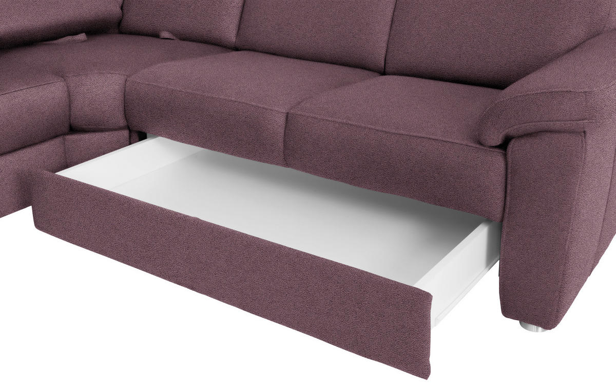 WOHNLANDSCHAFT in Flachgewebe Violett  - Chromfarben/Violett, Konventionell, Textil/Metall (163/336/240cm) - Beldomo System