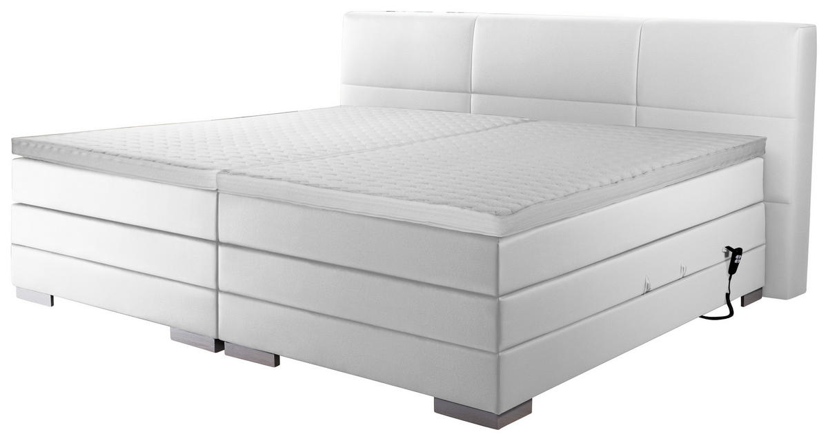 BOXSPRINGBETT 200/200 cm  in Weiß  - Silberfarben/Weiß, MODERN, Holzwerkstoff/Textil (200/200cm) - Livetastic