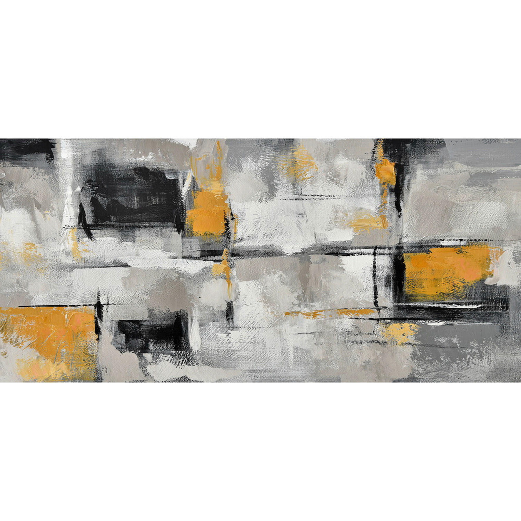 ÖLGEMÄLDE Abstraktes 150/70 cm  - Gelb/Silberfarben, Design, Holz/Kunststoff (150/70cm) - Monee
