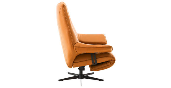 RELAXSESSEL Echtleder Relaxfunktion, Kopfteilverstellung, Rücken echt    - Rostfarben/Beige, Design, Leder/Metall (92/79/82cm) - Dieter Knoll