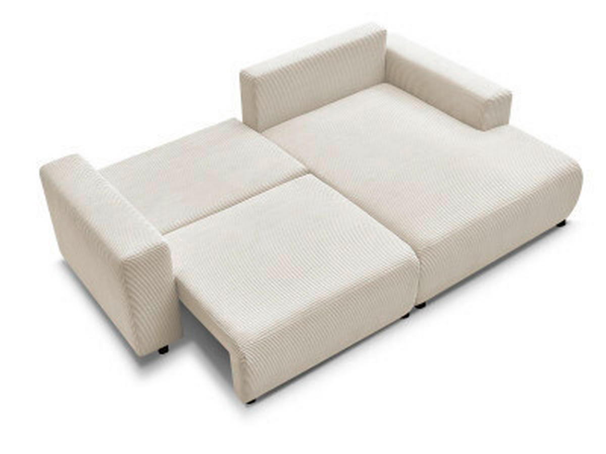 ECKSOFA Ottomane rechts  ATILLA Beige Cord  - Beige/Schwarz, MODERN, Kunststoff/Textil (244/149cm)