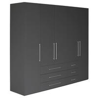 GARDEROB MED GÅNGJÄRN 244/218,6/59,4 cm 5-dörrar - aluminiumfärg/antracit högglans, Klassisk, metall/trämaterial (244/218,6/59,4cm) - Best Price