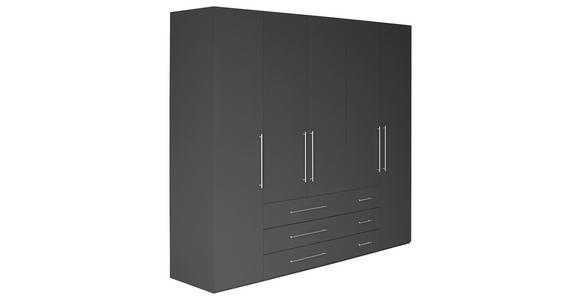 DREHTÜRENSCHRANK in Anthrazit, Anthrazit Hochglanz - Anthrazit/Anthrazit Hochglanz, KONVENTIONELL, Holzwerkstoff/Metall (244/218,6/59,4cm) - Xora