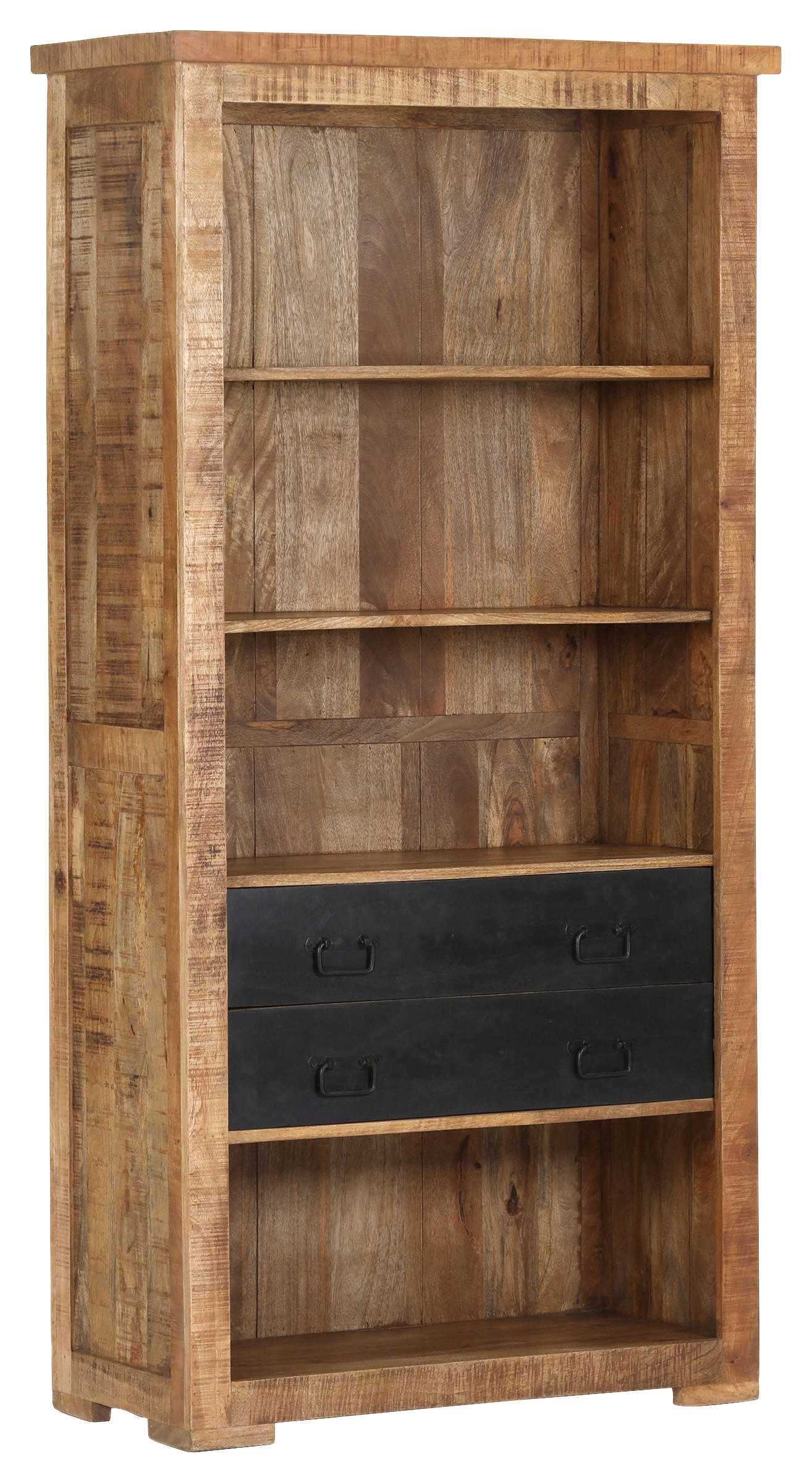 REGAL Mangoholz massiv Braun  - Schwarz/Braun, LIFESTYLE, Holz/Metall (95/190/45cm) - Landscape