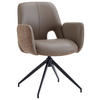 ARMLEHNSTUHL  Sitzfläche 360° drehbar, automatische Rückholfunktion Leinenoptik Echtleder  - Schwarz/Braun, Design, Leder/Textil (60/85/62cm) - Dieter Knoll