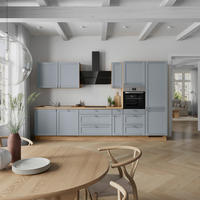 KÜCHENBLOCK Frame 360 cm  in Eichefarben, Blaugrau  - Edelstahlfarben/Eichefarben, MODERN, Holzwerkstoff/Metall (360cm) - Nobilia