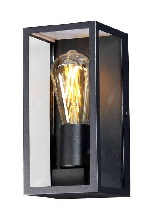 AUßENWANDLEUCHTE Karo 11/23,6/11 cm   - Klar/Schwarz, Basics, Glas/Metall (11/23,6/11cm)