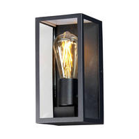 AUßENWANDLEUCHTE Karo 11/23,6/11 cm   - Klar/Schwarz, Basics, Glas/Metall (11/23,6/11cm)