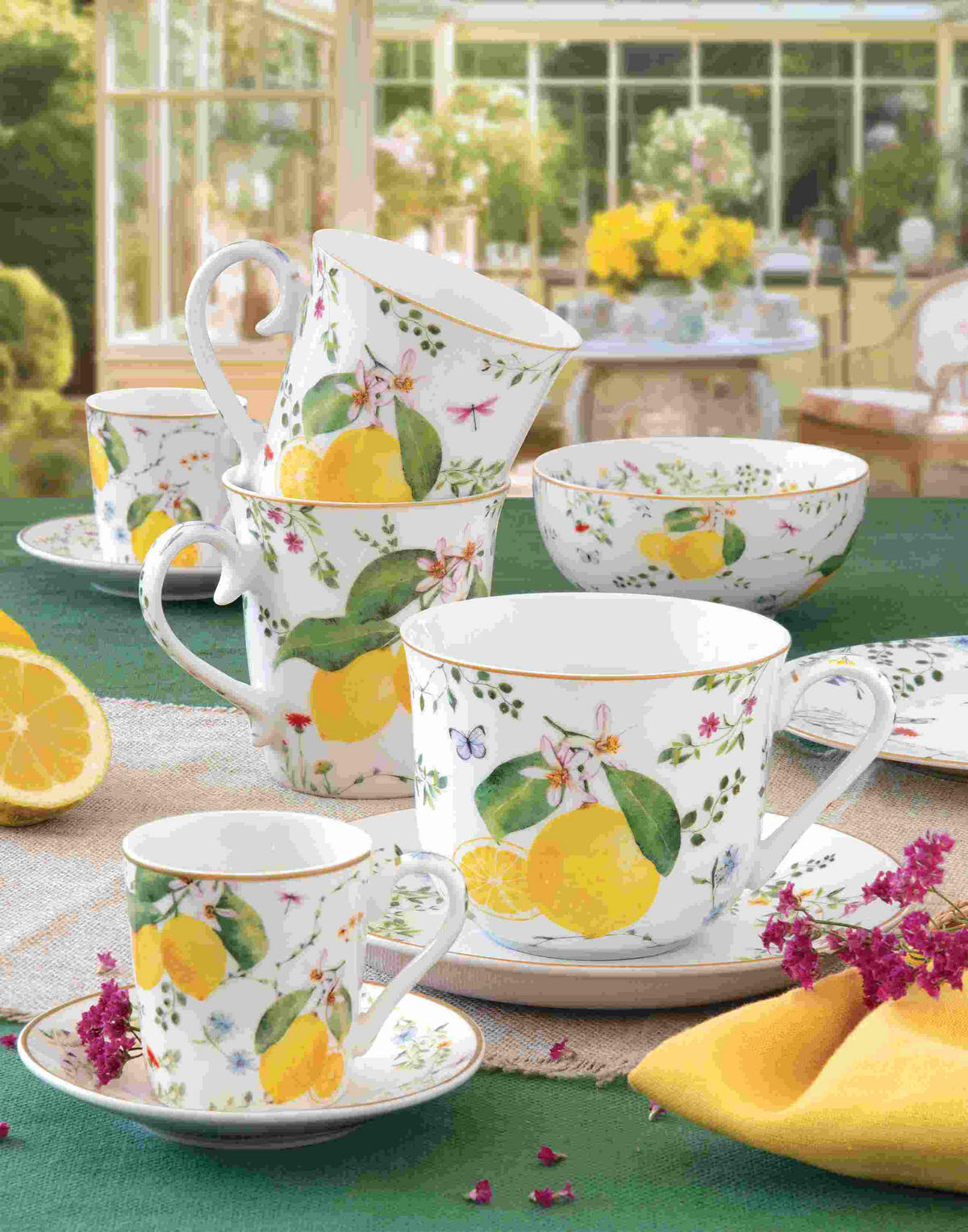 SET SKODELIC ZA KAVO      2-delni   - rumena/zelena, Basics, keramika (11.5/8.5/9.5cm)