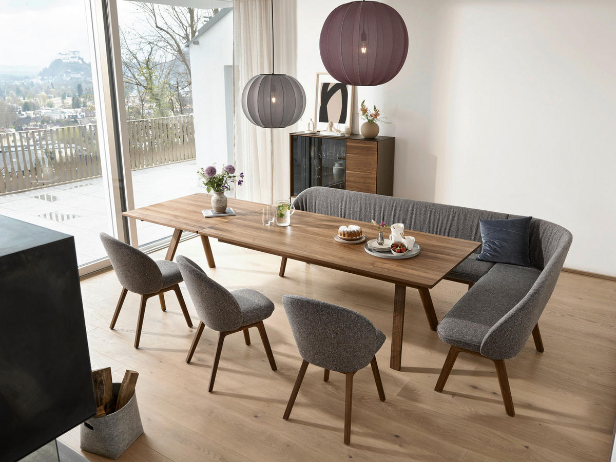ESSTISCH in Holz 200(300)/100/75 cm  - Nussbaumfarben, Design, Holz (200(300)/100/75cm) - Team 7