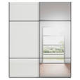 SCHWEBETÜRENSCHRANK 201/223/68 cm 2-türig Grau, Weiß  - Schwarz/Weiß, KONVENTIONELL, Glas/Holzwerkstoff (201/223/68cm) - Novel