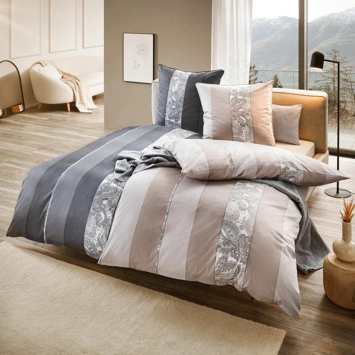 BETTWÄSCHE STRIPES DK Satin 135/200 cm  - Anthrazit, Design, Textil (135/200cm) - Dieter Knoll