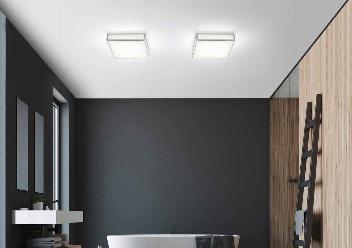 LED-DECKENLEUCHTE 30/30/8 cm   - Chromfarben, KONVENTIONELL, Metall (30/30/8cm) - Helestra