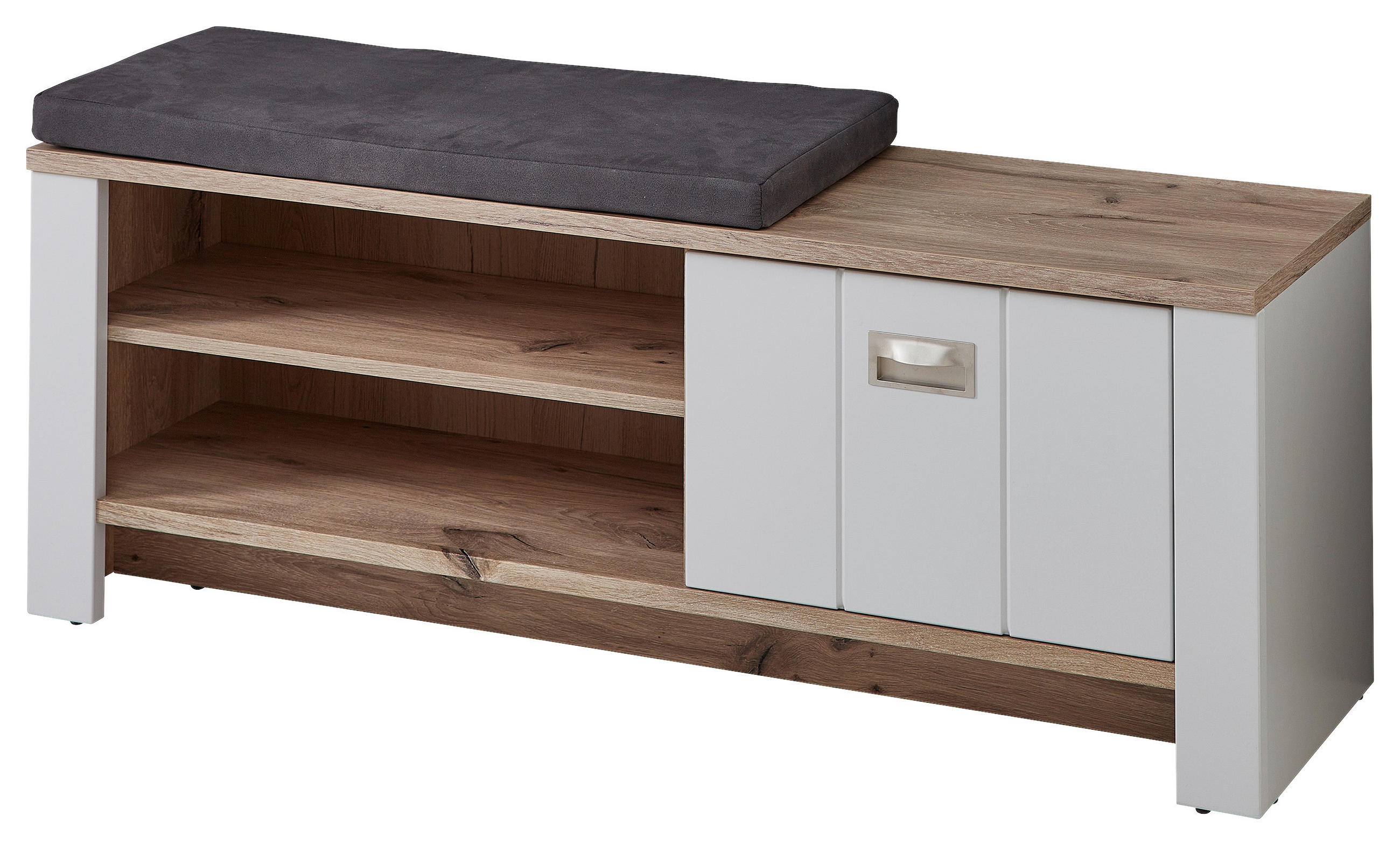 Thumbnail - Mid.you Garderobenbank, Braun, Grau, Eiche, Metall, Füllung: Polyurethan (Pur), 130x52x38 cm, Garderobe, Garderobenbänke