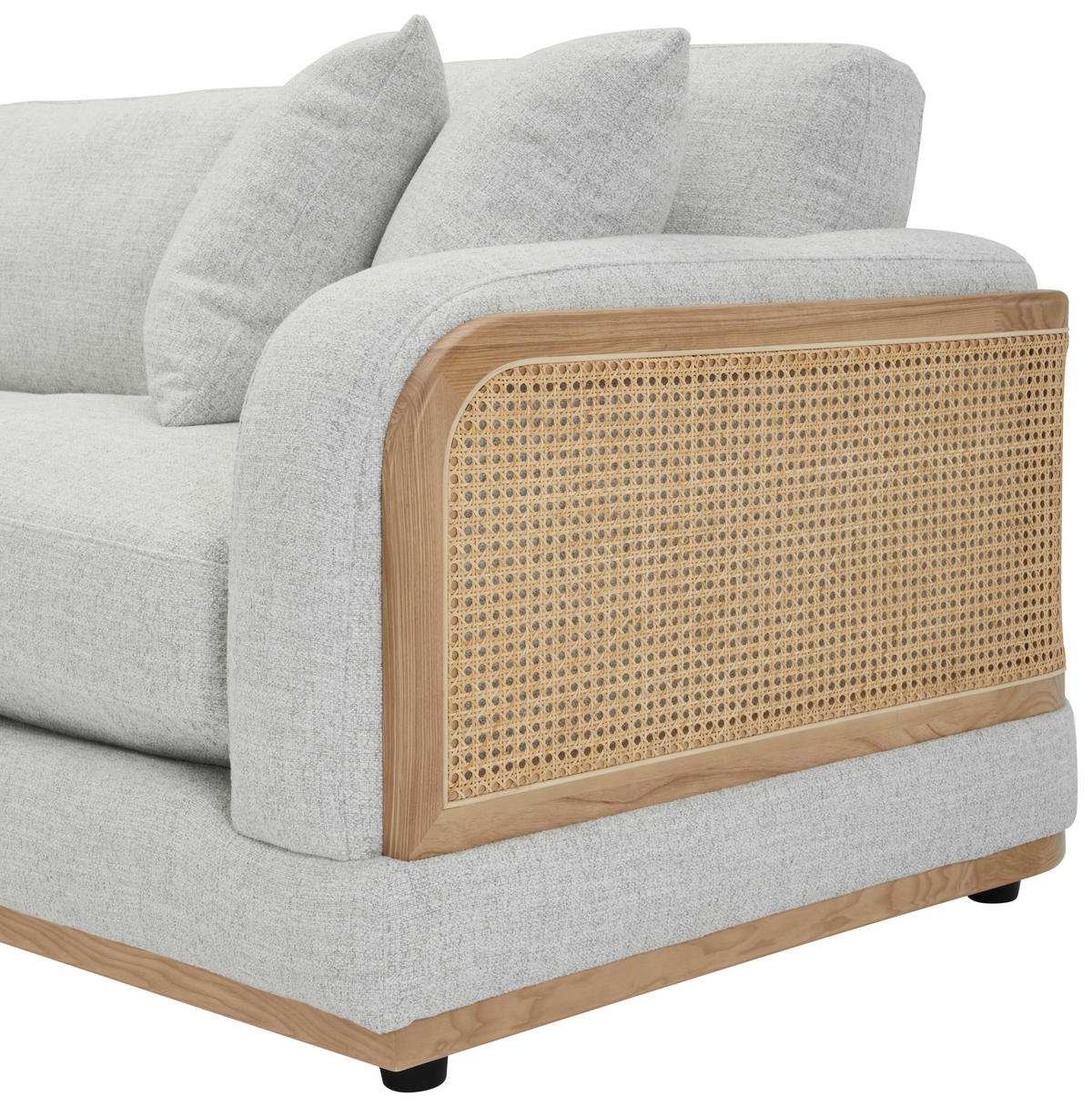 ECKSOFA WIENER GEFLECHT Hellgrau Flachgewebe  - Hellgrau/Schwarz, LIFESTYLE, Holz/Kunststoff (294/294cm) - Livetastic