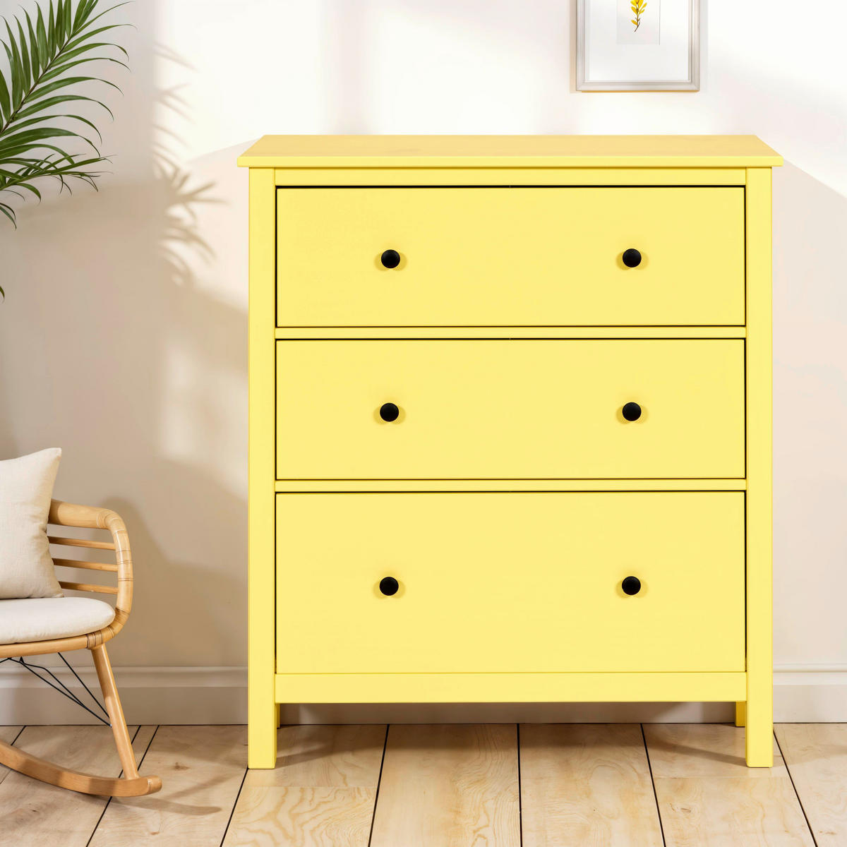 KOMODA  85/96/40 cm  žuta  - žuta/crna, Dizajnerski, metal/drvo (85/96/40cm)