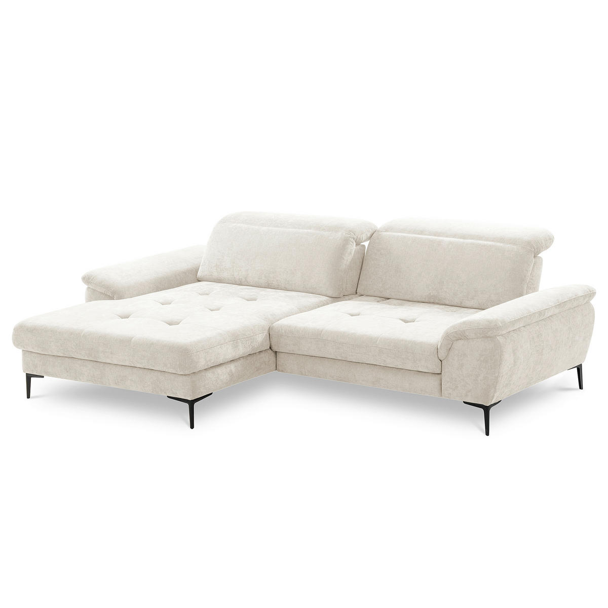 ECKSOFA  Webstoff Creme  - Creme/Schwarz, Design, Textil/Metall (195/268cm) - Livetastic