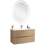 BADEZIMMER  in 91,2 cm  - Eichefarben/Weiß, Design, Holzwerkstoff/Stein (91,2cm) - Novel