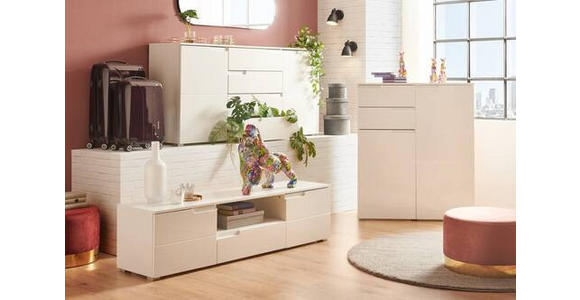 SIDEBOARD 165/80/40 cm in Weiß, Weiß Hochglanz - Weiß Hochglanz/Silberfarben, Design, Holzwerkstoff/Kunststoff (165/80/40cm) - Carryhome