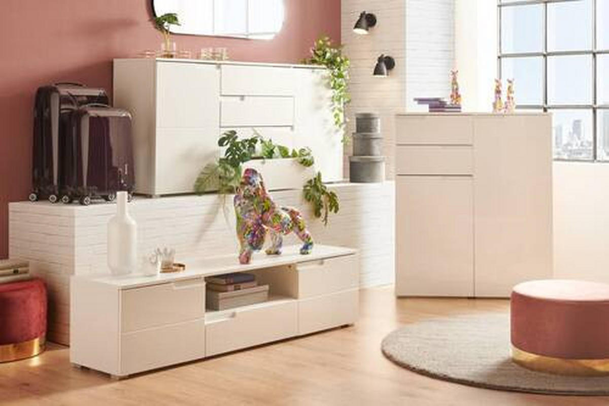 SIDEBOARD 165/80/40 cm  in Weiß, Weiß Hochglanz  - Weiß Hochglanz/Silberfarben, Design, Holzwerkstoff/Kunststoff (165/80/40cm) - Carryhome