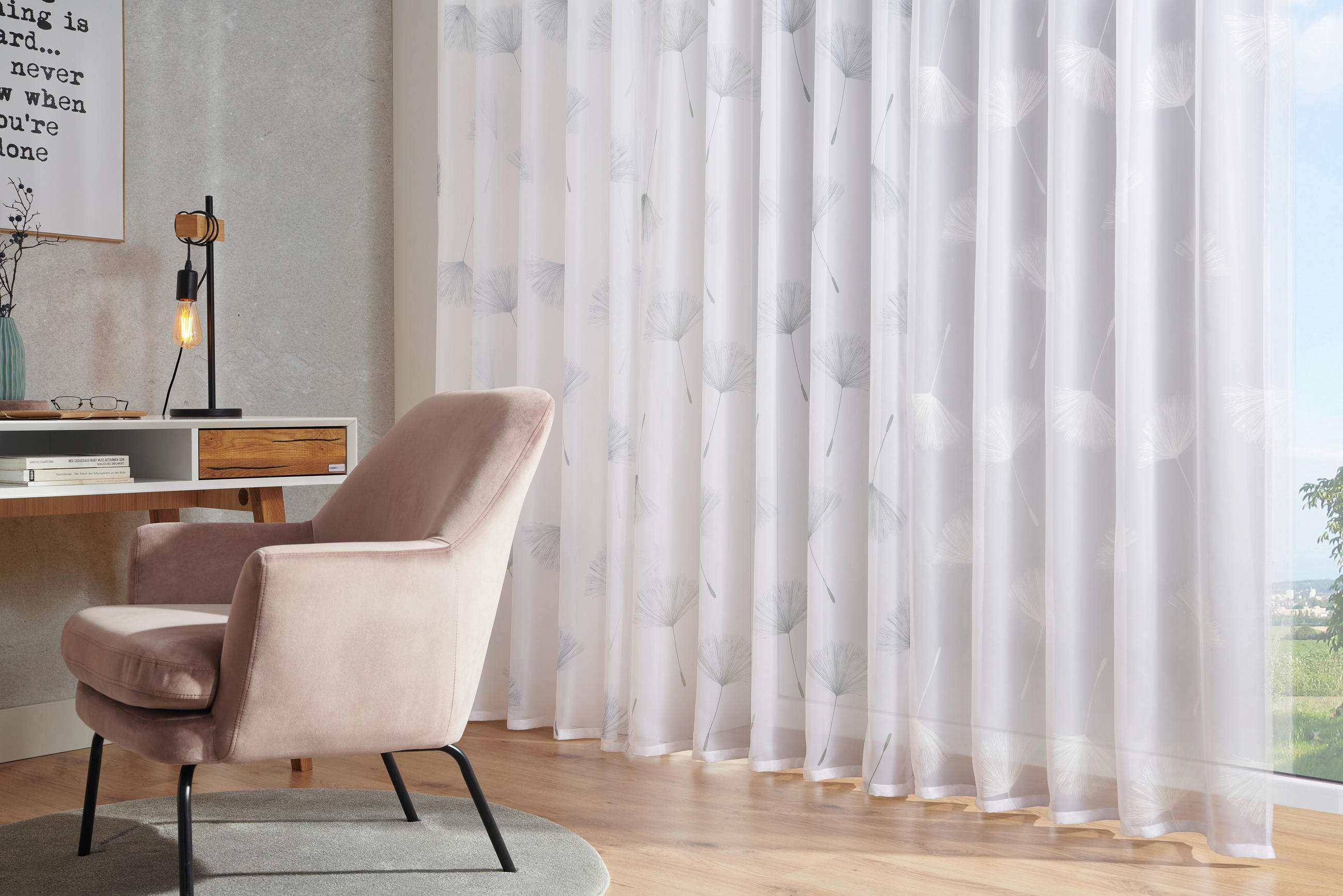 HOTELLGARDIN  halvtransparent  140/245 cm   - vit, Klassisk, textil (140/245cm) - Esposa