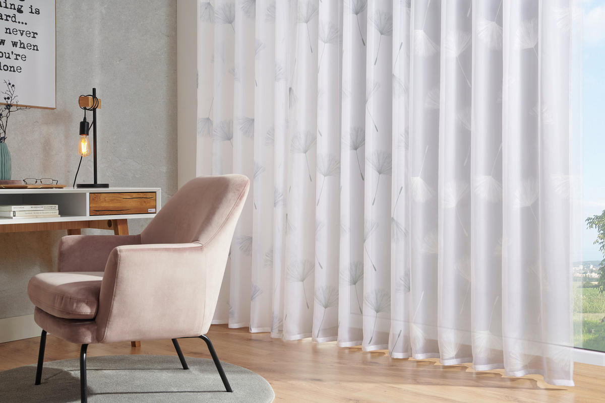 KÉSZFÜGGÖNY részben áttetsző  - fehér, Konventionell, textil (140/245cm) - Esposa
