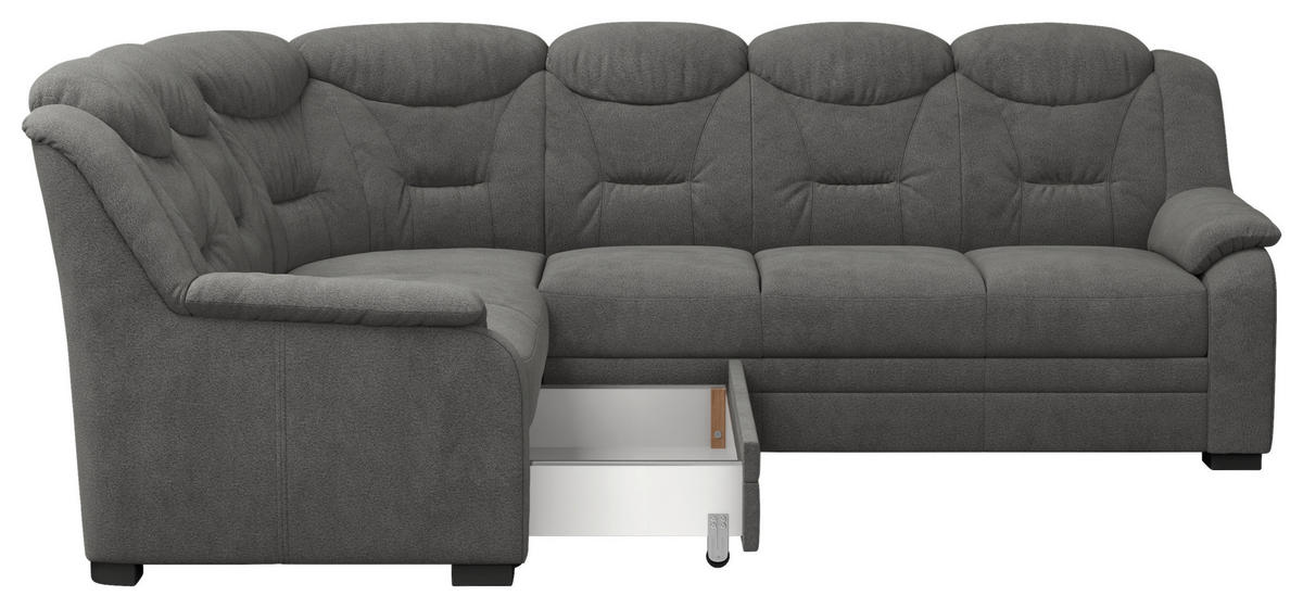 ECKSOFA Anthrazit Chenille  inkl. Rücken echt  - Anthrazit/Schwarz, Basics, Kunststoff/Textil (211/263cm) - MID.YOU