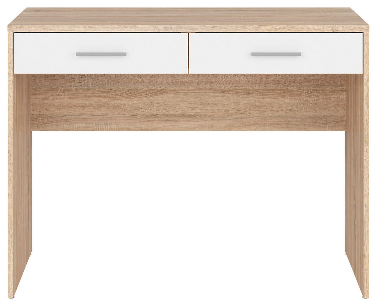 SCHREIBTISCH 100/59/76 cm  in Weiß, Sonoma Eiche  - Silberfarben/Weiß, Design, Holzwerkstoff/Kunststoff (100/59/76cm)